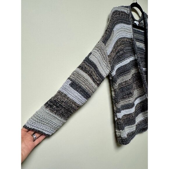 J. JILL Intarsia Cardigan Sweater Chunky Textured Knit Gray, Sz LP - Picture 5 of 11